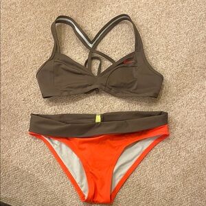 Nike Vintage Women's Brown and Orange Bikini